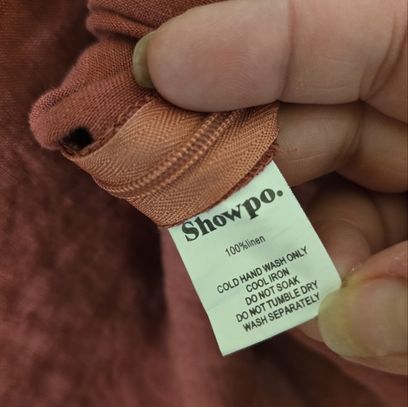 Amalie The Label Cleide Linen Midi Skirt in Dusty Clay 16 Side Slit - Picture 9 of 9